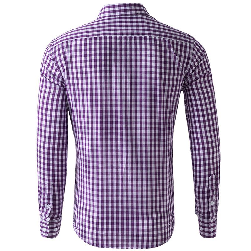 Compra Camisa De Cuadros Escoceses Morada Hombre Manga Larga Slim Fit  Camisas De Vestir Para Hombre Diseño A Cuadros Gingham Chemise Homme GD28  Barato | Entrega Rápida Y Calidad | Es.Dhgate