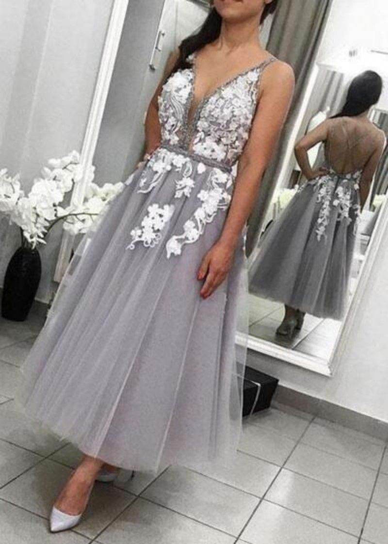 Acquistare Abiti Da Sera Lunghi In Tulle Con Scollo A V Profondo Senza  Maniche Con Perline Senza Spalline Abito Da Sera Con Strass Senza Maniche  In Tulle Grigio Scuro Economico | Consegna