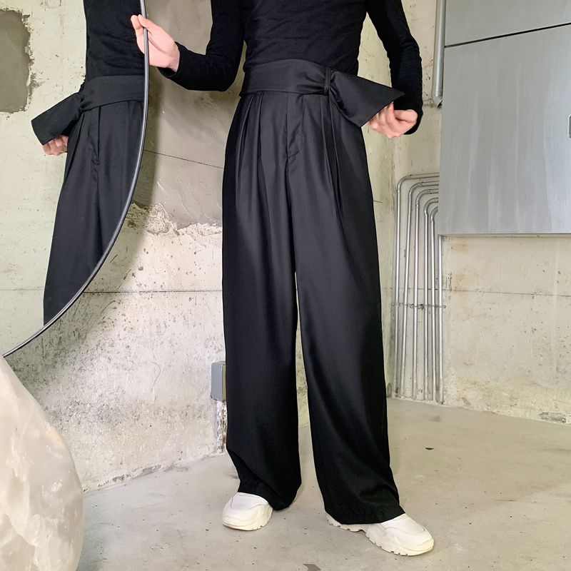 men's wide leg high rise pants