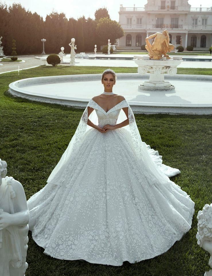 Ivory Lace Ball Gown V Neck Princess Hochzeitskleid ...