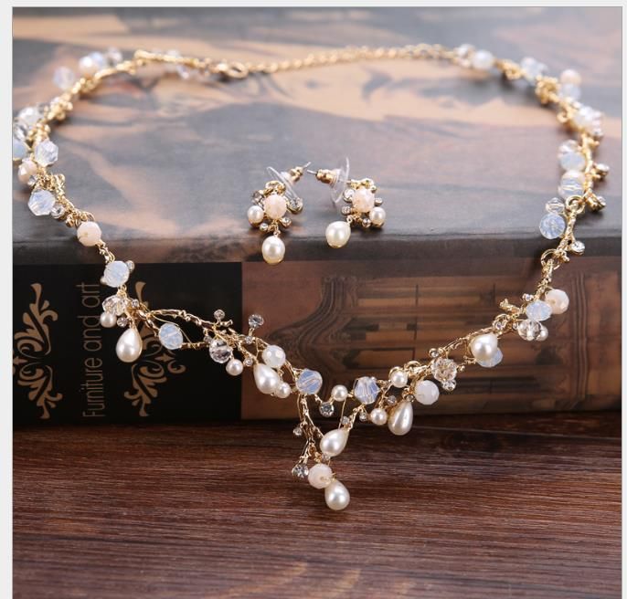 Compra Nuevo Collar De Aretes Traje De Boda Foto Novia Joyas Aretes Collar  Vestido De Novia Accesorios Barato | Entrega Rápida Y Calidad | Es.Dhgate