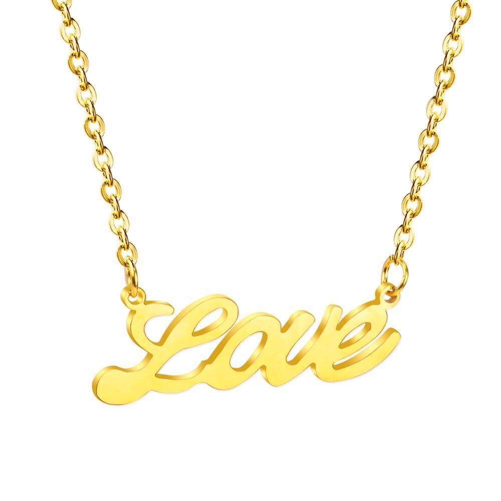 Luxukisskids Stainless Steel Word Love Pendants Necklaces Friend Gift Gold Silver Rose Gold Name Letter Neckalces Wholesale