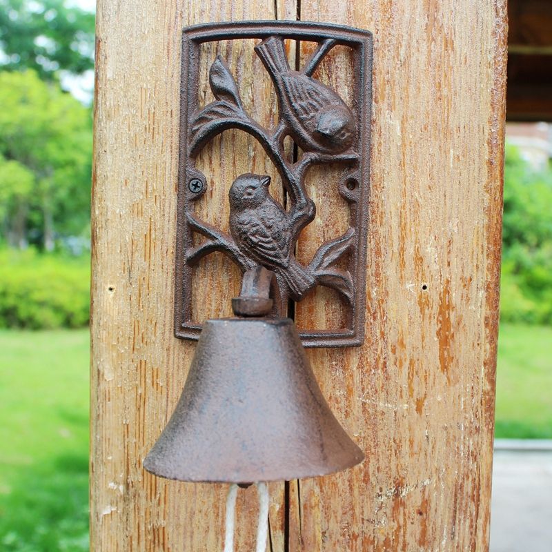 2021 Cast Iron Dinner Bell 2 Birds Wall Mount Metal Door Bell