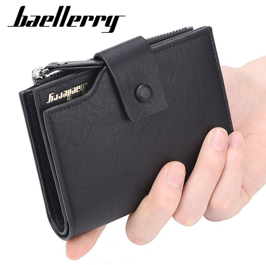 Nuevamente Baellerry marca hombres cuero hombres carteras monedero masculina corta cartera de cuero para