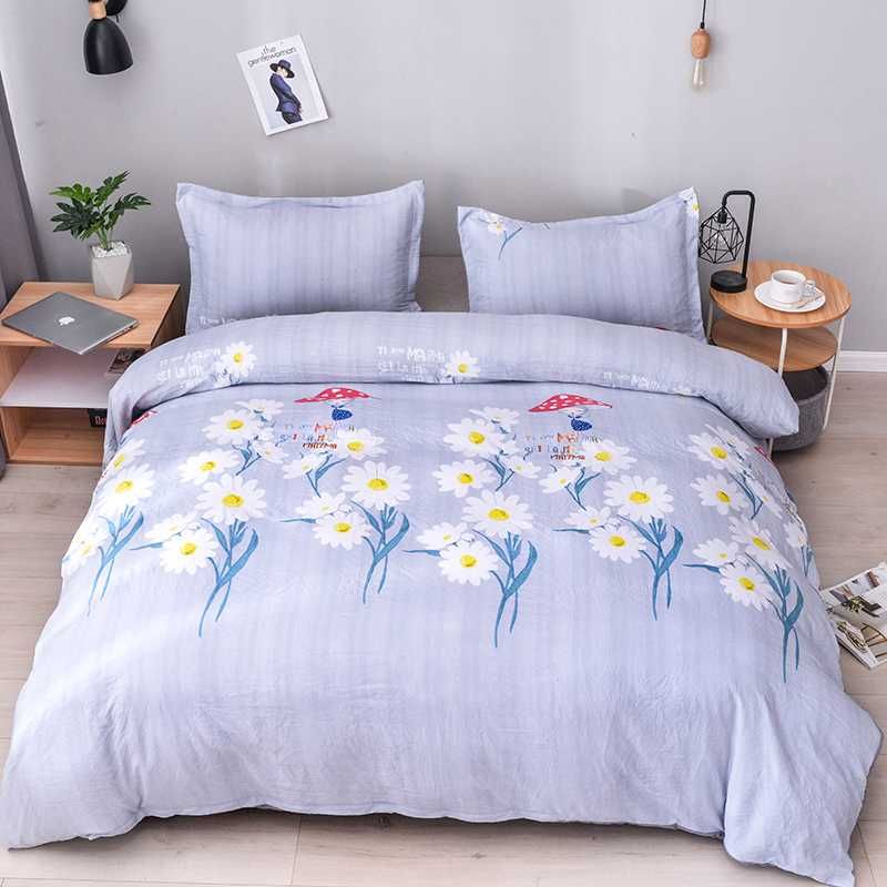 Flowers Bedding Sets Washed Cotton Duvet Cover Set Bedclothes