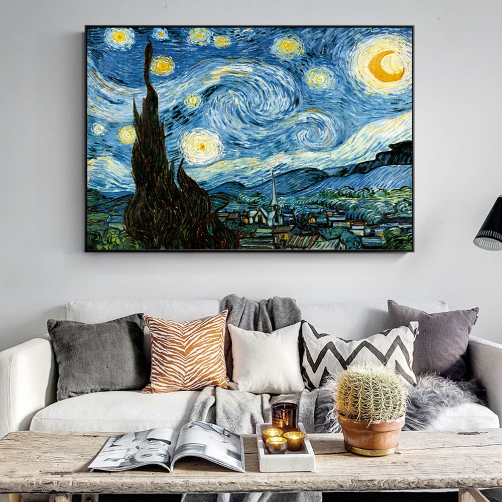 NR ALEC Monopolys Notte Stellata Astratta Wall Art Pittura a Olio Poster Tela Pittura Stampa Immagini per Soggiorno Decorazioni per la casa-50x70cm Senza Cornice