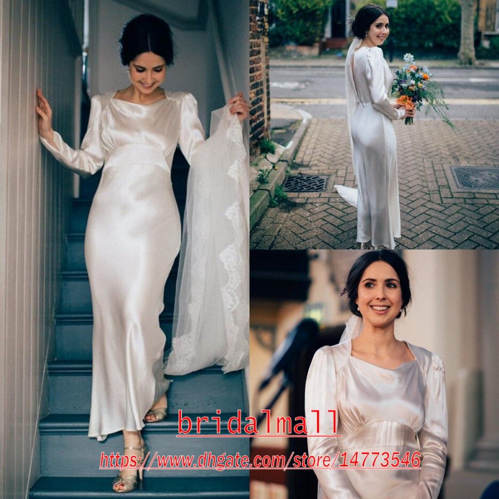 long sleeve silk gown