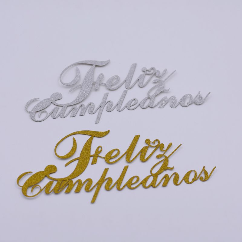 Feliz Cumpleaños Cake Topper - Happy Birthday Cake Toppers Party  Decorations Gold Glitter