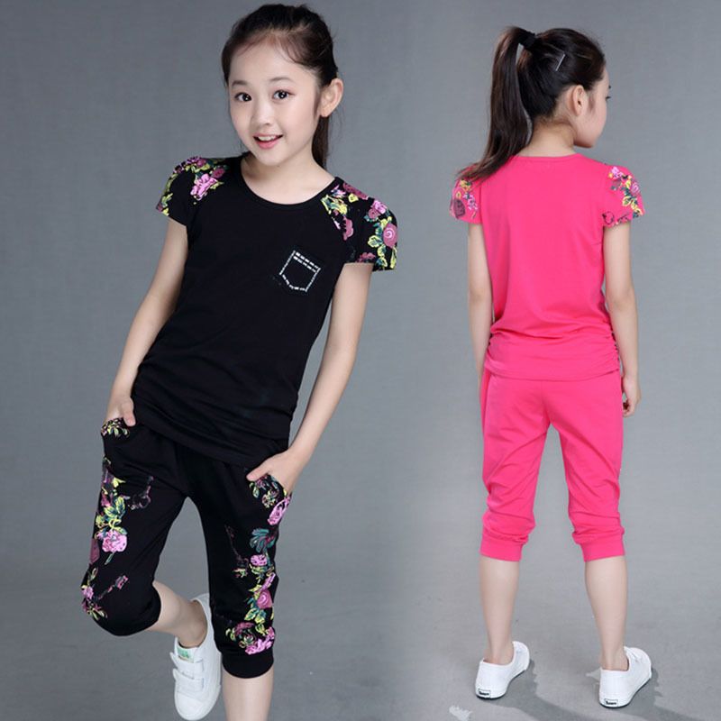 Compre Conjuntos De Ropa Infantil Ropa Deportiva De Verano Para Niñas Traje  De Algodón Camiseta De Manga Corta + Pantalones Ropa Para Niñas 4 6 8 10 12  13 Años Y190518 A 11,44 € Del Gou08 | DHgate.Com