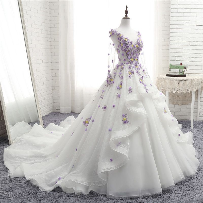 flowery wedding dress