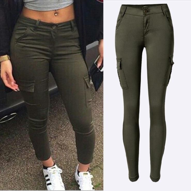 Moda Ejército Verde Jeans Mujeres Sexy Low Rise Skinny Jeans Slim Femme Plus Tamaño De 44,56 € | DHgate
