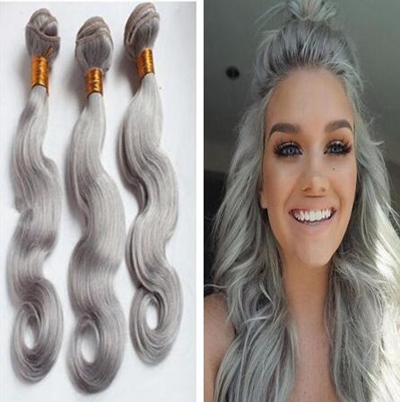 9a Human Hair Grey Brazilian Silver Grey Hair Extensions Weft
