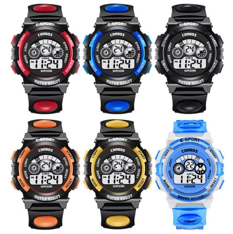 compre multi funcion de reloj de los ninos muchacha del muchacho de la manera del reloj led digital despertador calendario resistente al agua relojes