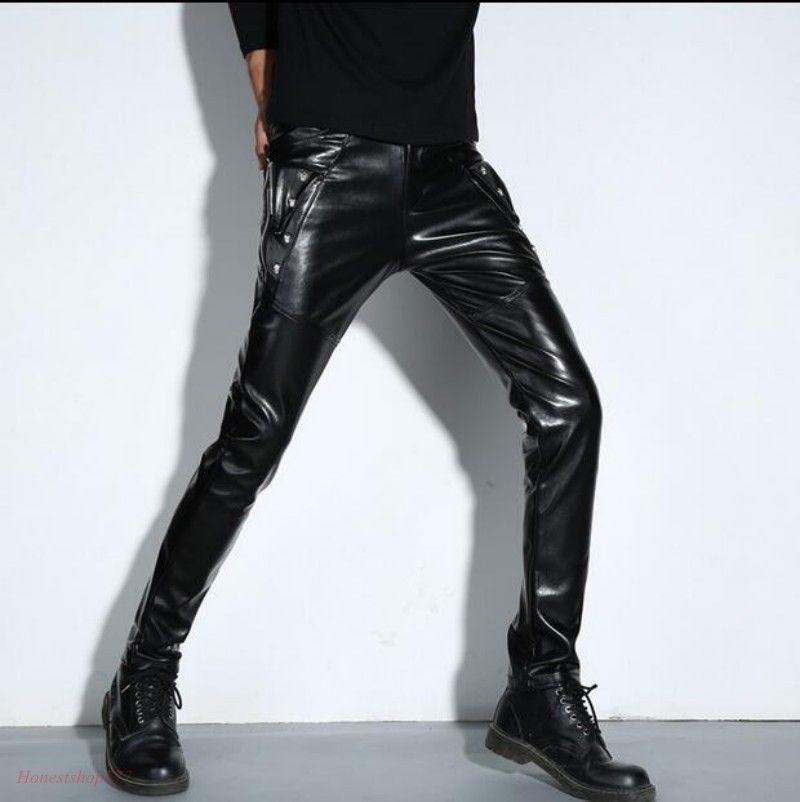 Acquistare Pantaloni Da Uomo In Pelle PU Lucidi Da Uomo Slim Fit In Pelle  Punk Rock Economico | Consegna Veloce E Qualità | It.Dhgate