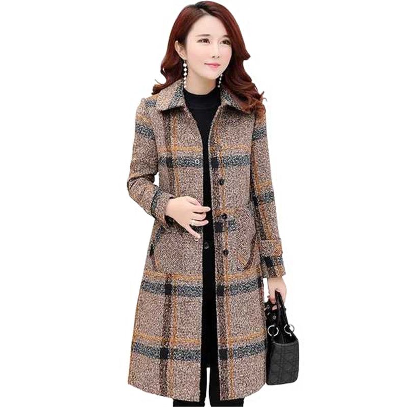 plus size plaid wool coat