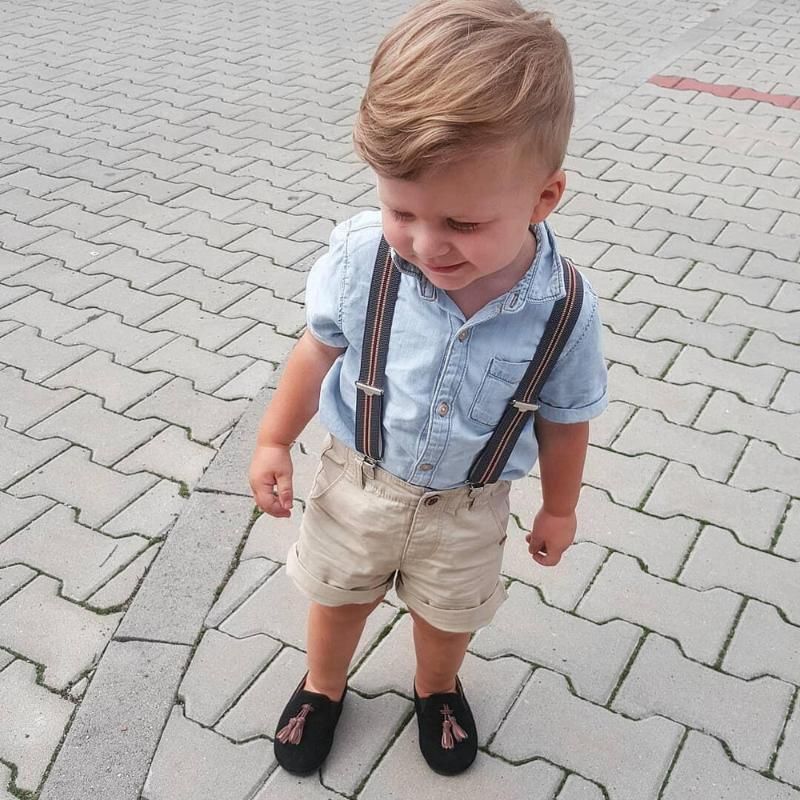 Kid Baby Boy Summer Gentleman Bowtie Short Sleeve Shirt+Suspenders Shorts Set US