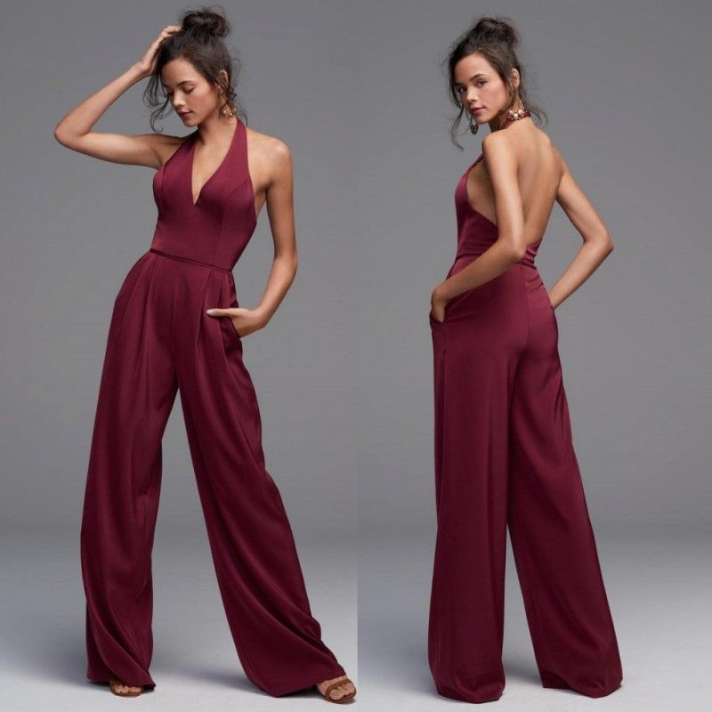 burgundy jumpsuit wedding