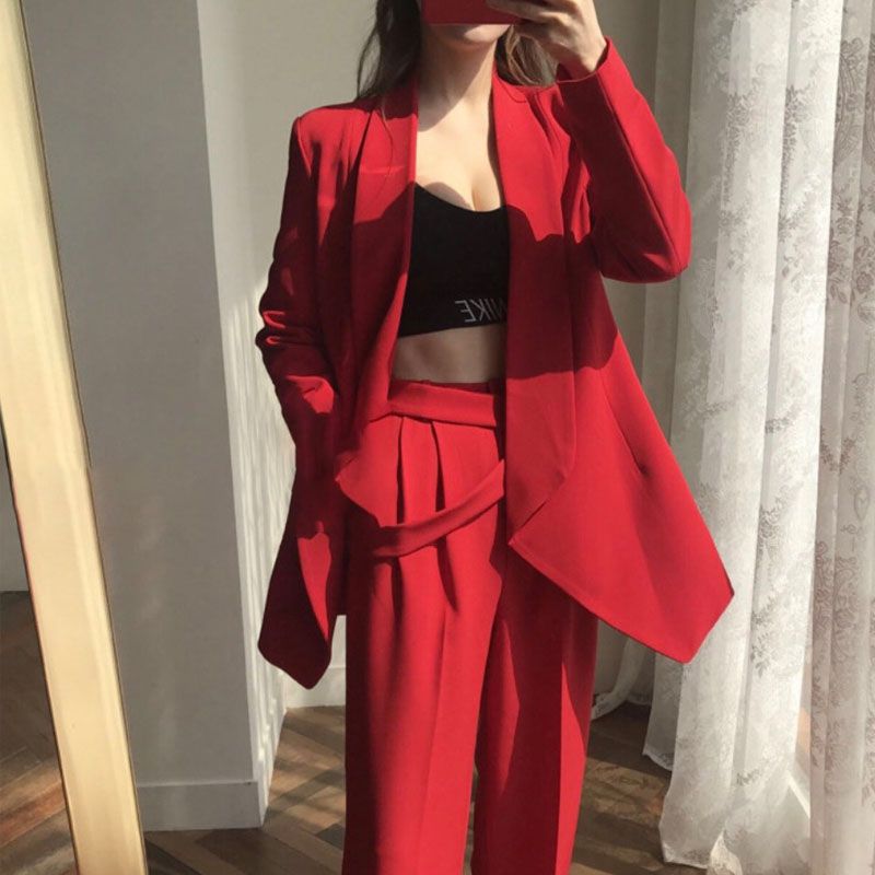 ladies red suit