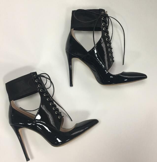 shiny leather booties