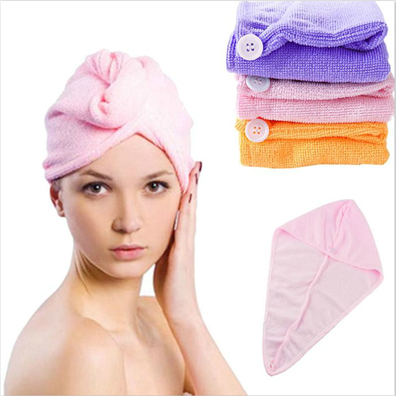 Women Fabric Quick Dry Hair Turban Hair Wrap Bath Towel Cap Hat Microfiber Solid