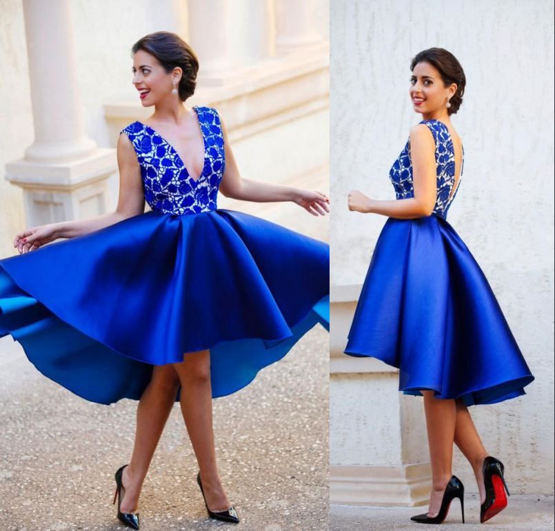 short blue evening dresses