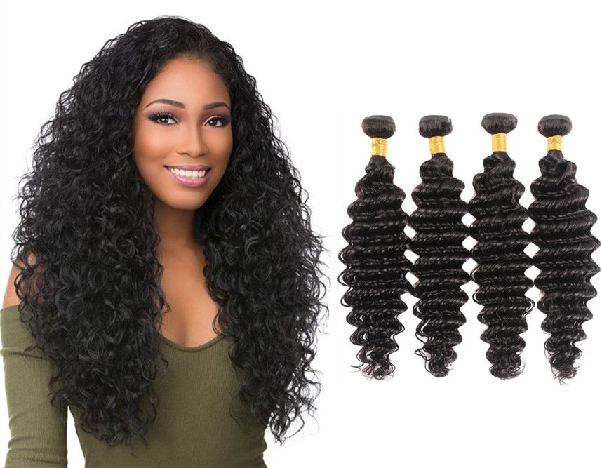 Viya 9a Grade Deep Wave Hairstyle Human Hair Bundles Weave