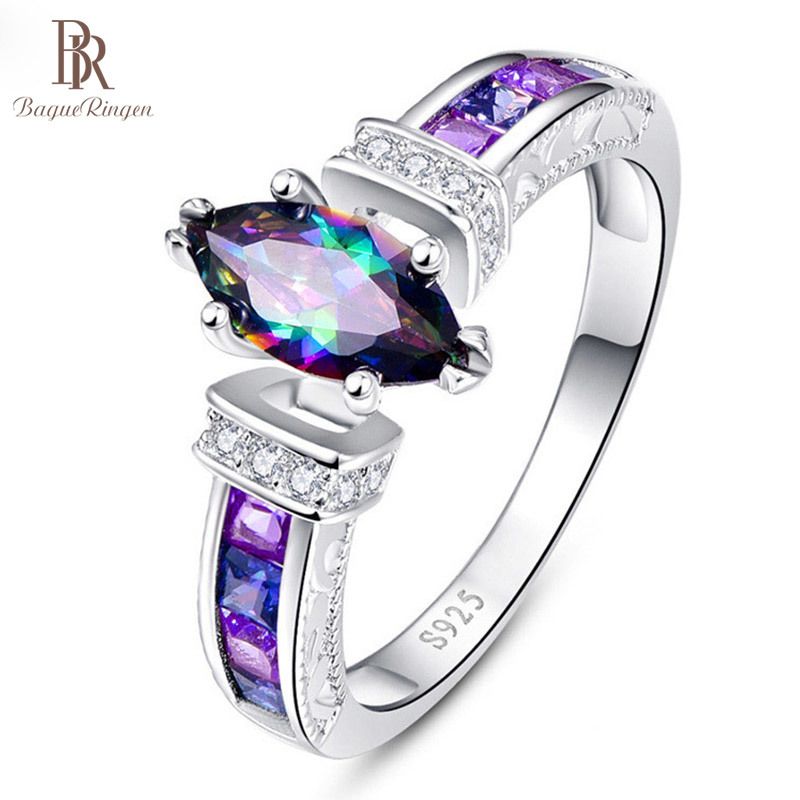 Anillo Bague Ringen Silver 925 Rubíes Ovales, Con Gemas Anillo Bague Ringen Silver 925 Rubíes Ovales, Con Gemas