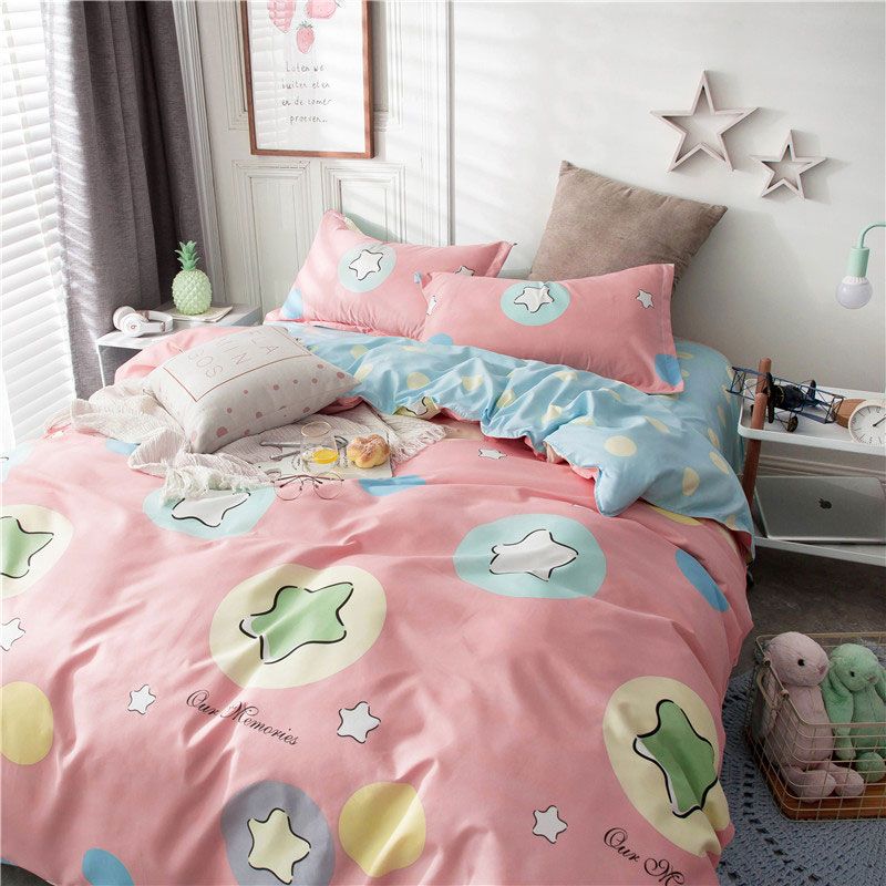 Flower Star Geometric Bed Cover Set Cartoon Duvet Cover Adult