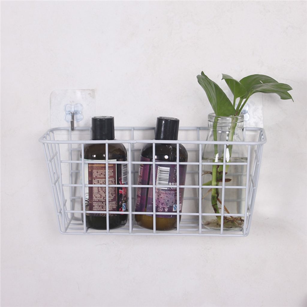 2021 White Grid Basket Wire Wall Basket With Hanging Hook, Wall Mounted