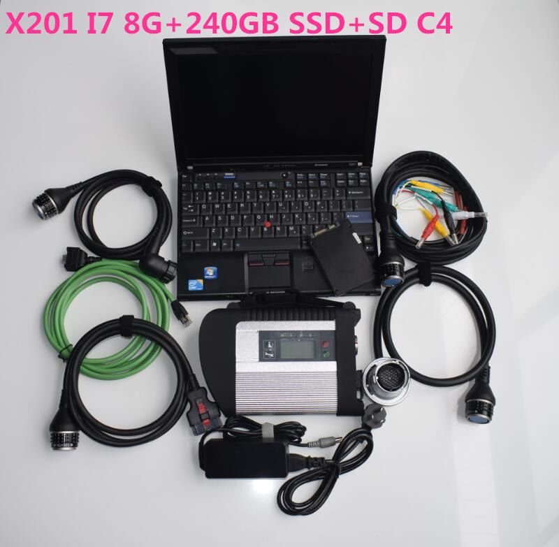 Herramienta de diagnóstico reparación automática Escáner automotriz MB C4 SD Compact Used Laptop