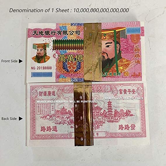 The Ghost Ancestor Offerings for Funerals Qingming Festival Tomb Sweeping Day Chinese Paper Money Chinese Fake Hell Heaven Bank Notes//Money