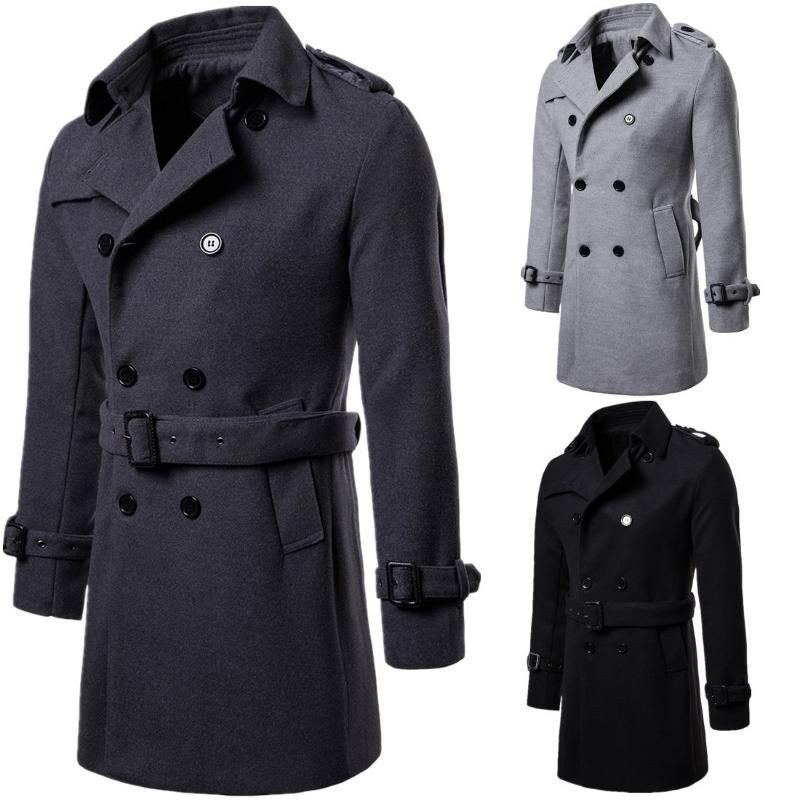 Hermanja De Los Hombres Abrigos Para Hombre Otoño Invierno Estor Talla Grande Abrigo Lana Paño Abrigo Negro Colores De 83,14 € | DHgate