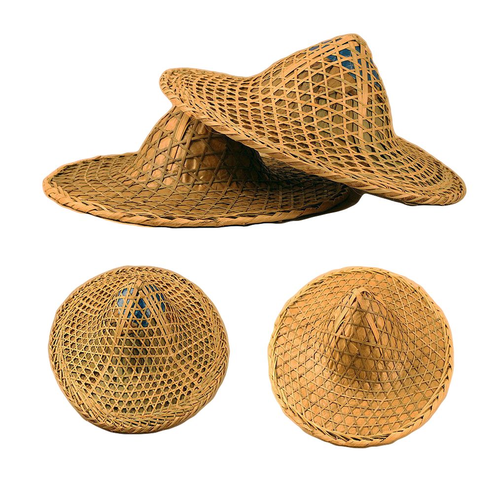 Bamboo Rattan Fisherman Hat Retro Weave Straw Hat Tourism Rain Cap Dance Props Cone Fishing Sunshade Hat