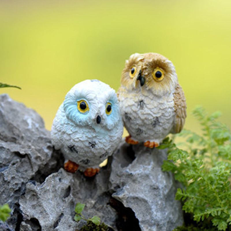 4Pcs Miniature Hibou D/écoration Micro Paysage Bonsa/ï Mini Jardin