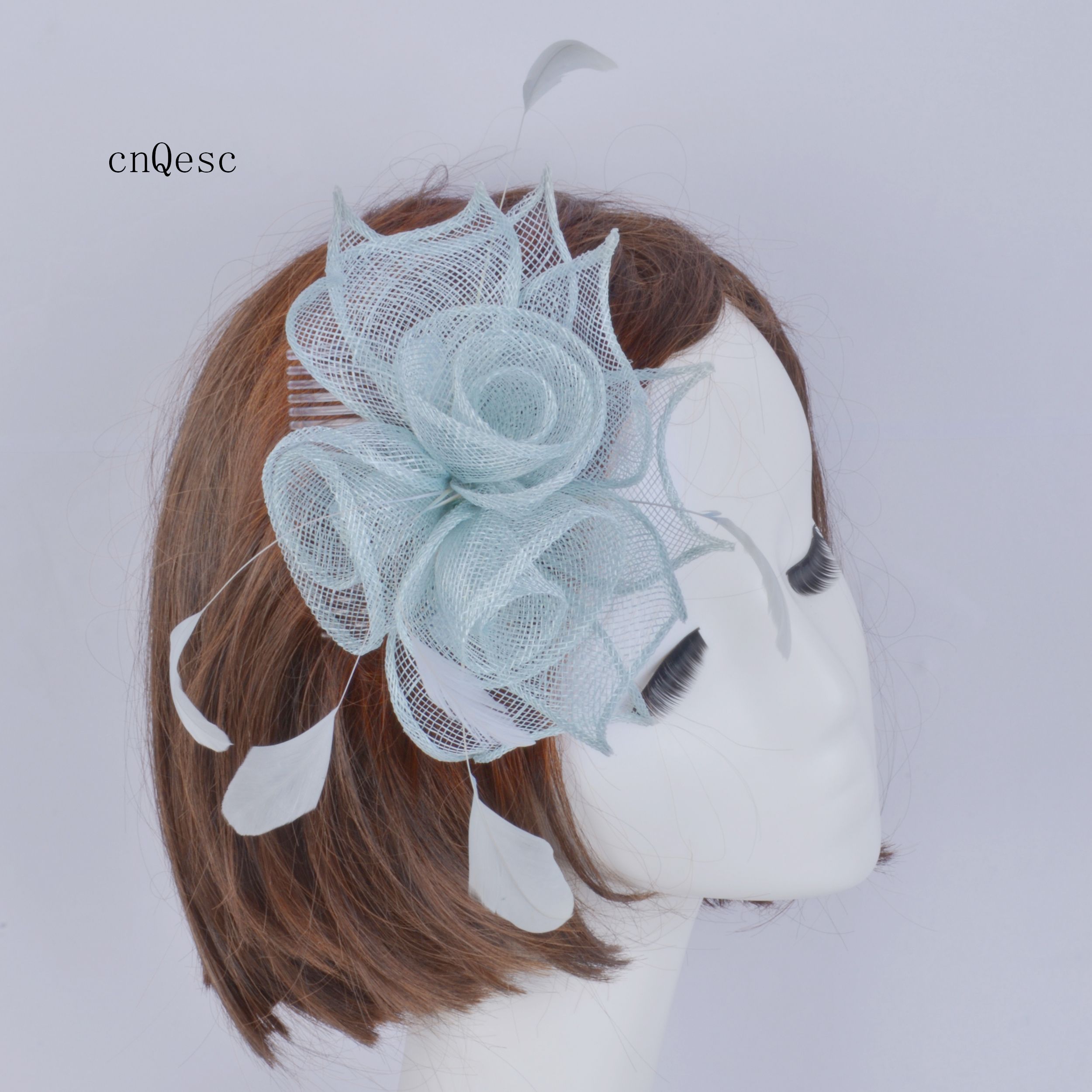 pale blue wedding hat
