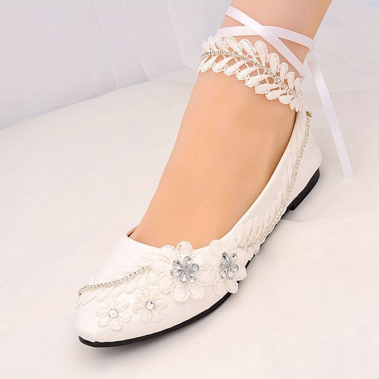 lace up wedding flats