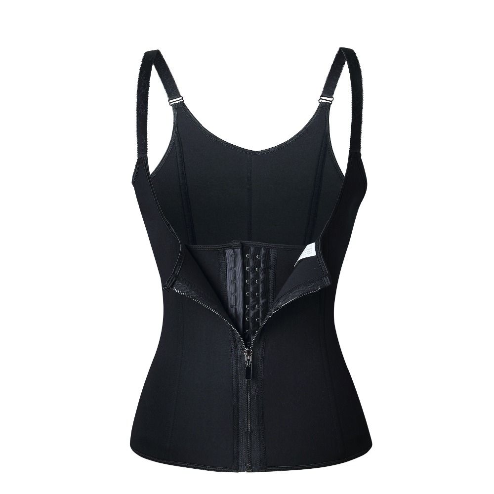 Adjustable Shoulder Strap Waist Trainer Vest Corset Women Zipper Hook Body Shaper Waist Cincher