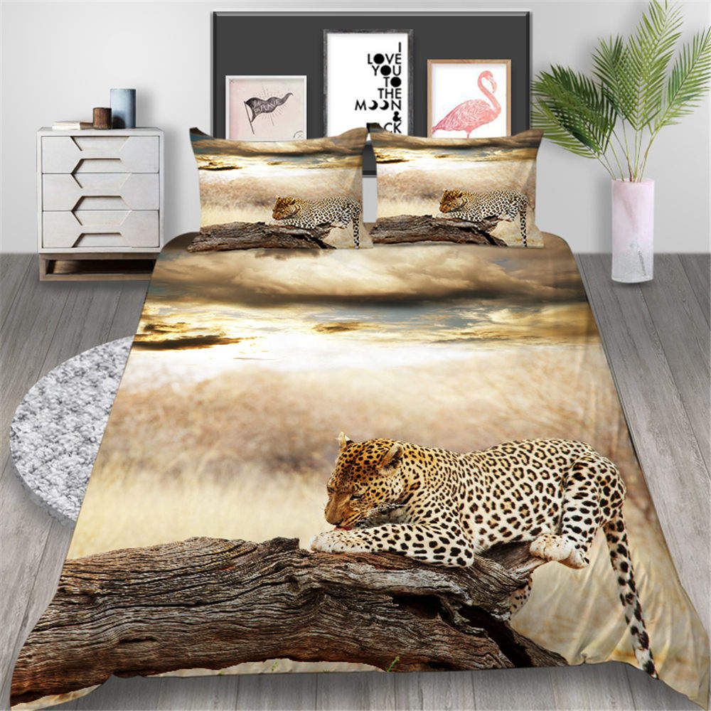 Leopard Printed Bedding Set King Cool African Grassland 3d Duvet