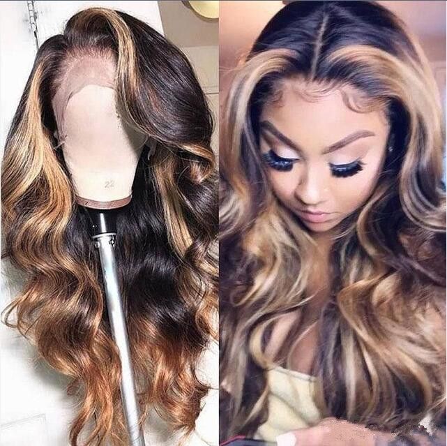 Celebrity Wigs Lace Front Wig Two Tone Ombre Highlight Color 10a