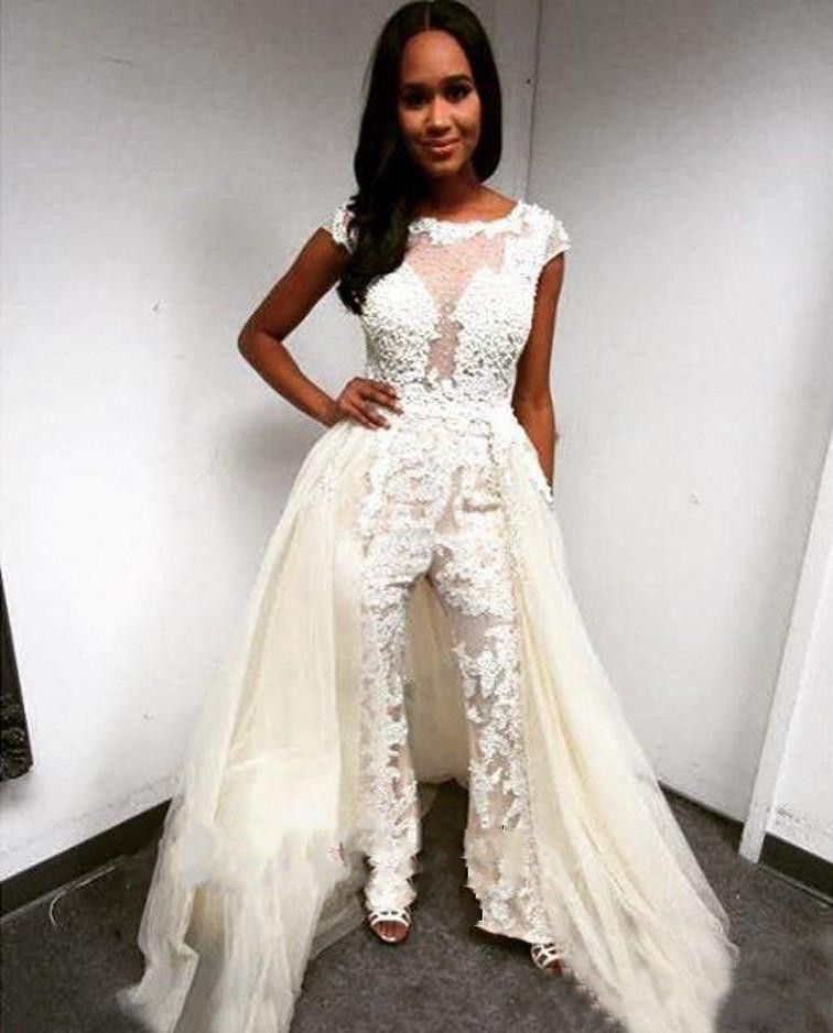 Acquistare Tute Da Donna Abiti Da Sposa A Sirena In Pizzo Con Applicazione  Bianca Abiti Da Sposa Staccabili Abiti Da Sposa Tulle Avorio Abito Da Sposa  Camicia Da Notte Robe De Mariée