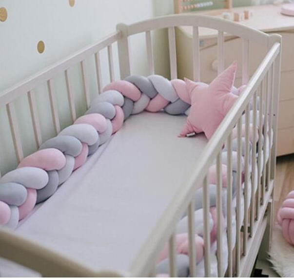 2m Knot Baby Bed Bumper For Newborn Knotted Braid Pillow Cushion