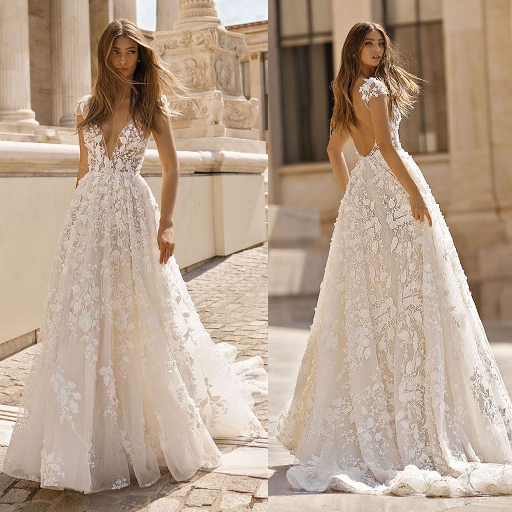 Wedding Dresses Sexy V Neck Lace ...