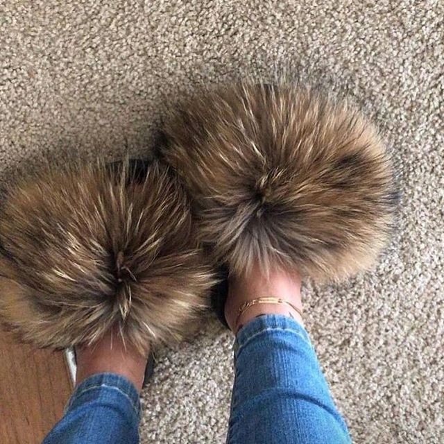 furry slipper slides