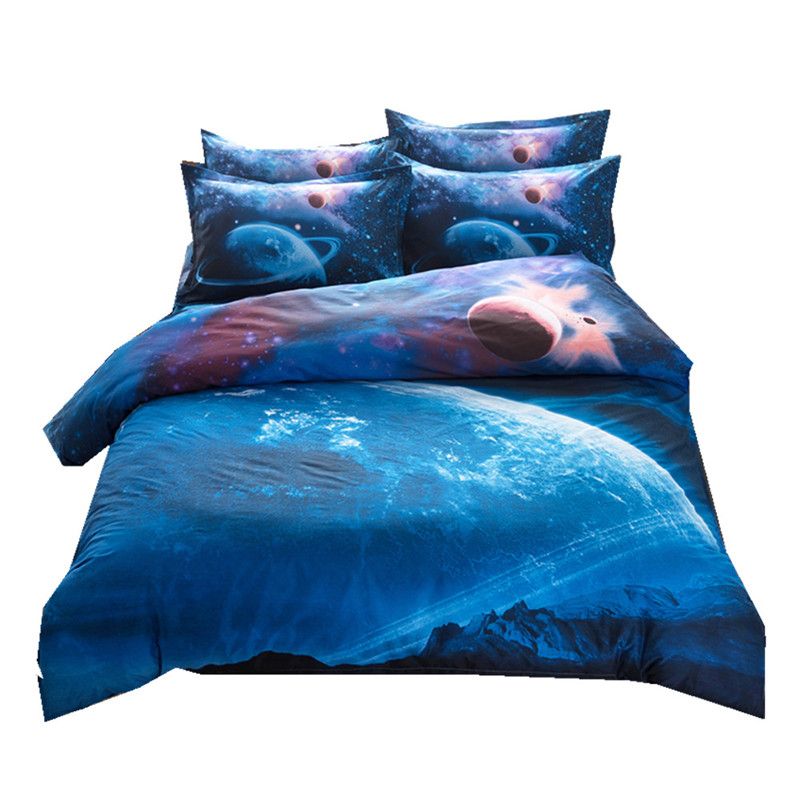 Duvet Cover Sheet Pillow Cover Set Universe Outer Space Themed Bed