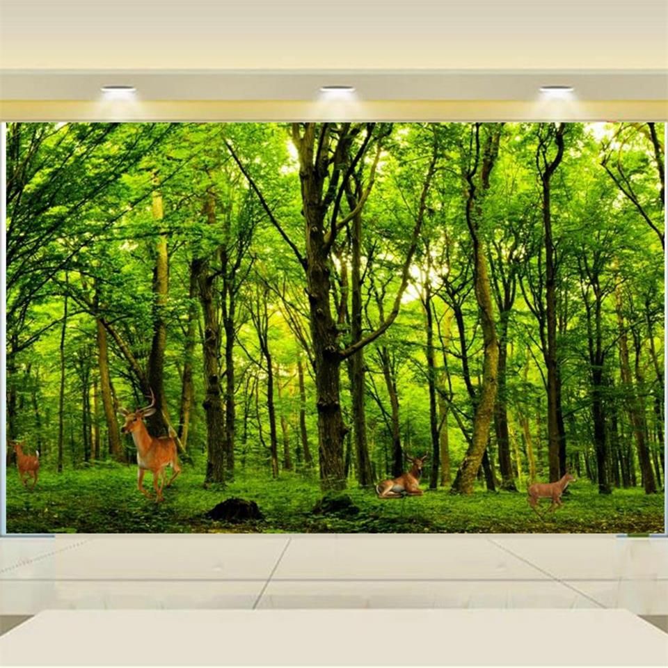 العرف حجم 3d صور خلفيات غرفة المعيشة غرفة نوم جدارية الأيائل غابة خضراء عرض 3d صورة أريكة التلفزيون خلفية خلفية غير المنسوجة ملصقا 2021 من Aibiyi1 36 86ر س موبايل Dhgate