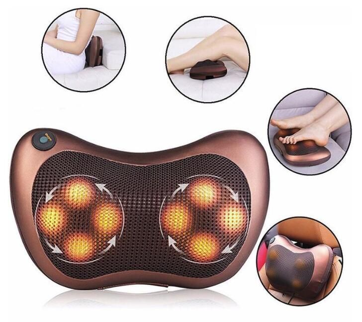 US STOCK!Body Massager Pillow Electric Infrared Heating Kneading Neck Shoulder Back Body Massage Pillow Car Home Dual-use Massager FY0029