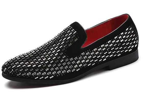 Acquistare 37 ~ 48 Mocassini Con Strass In Pelle Scamosciata Nera Di Grandi  Dimensioni Uomo Scarpe Da Cerimonia In Pelle Formale Scarpe Da Uomo In  Cristallo Piatto Mocassino Slip On Scarpe Eleganti