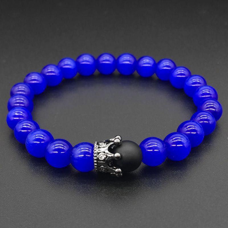 Corona bolas de piedra pulseras Rey reina Pareja pulsera para los amantes de ella y