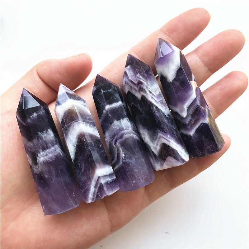 Natural Amethyst Crystal Healing Wand Quartz Point Crystal Stone Obelisk 1pc