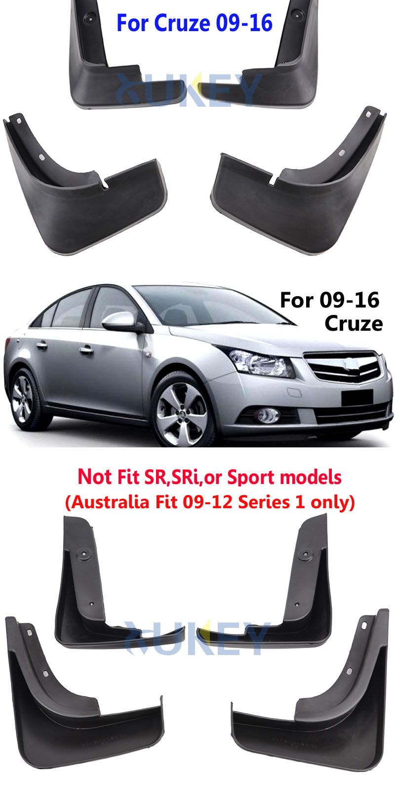 XUKEY Set Front Rear Mud Flaps Splash Guards Mudguards For Chevrolet Cruze 09-16